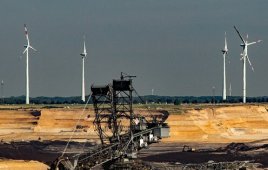Coal plant & wind turbines